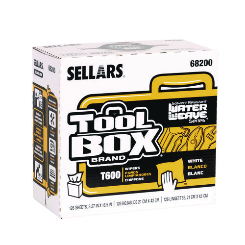 TOOLBOX WaterWeave T600 Wipers, 1-Ply, 8.27 x, 16.5, White, 126 Sheets/Box, 10 Boxes/Carton