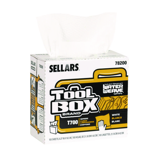 TOOLBOX WaterWeave T700 Wipers, 1-Ply, 8.27 x 16.5, White, 100 Sheets/Box, 8 Boxes/Carton