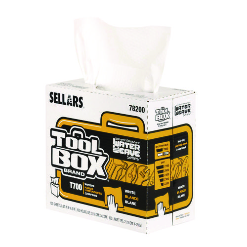 TOOLBOX WaterWeave T700 Wipers, 1-Ply, 8.27 x 16.5, White, 100 Sheets/Box, 8 Boxes/Carton