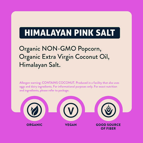 Himalayan Pink Salt Organic Popcorn, Salt, 0.46 oz Bag, 24/Carton