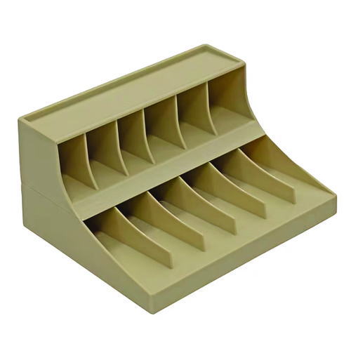 Coin Wrapper and Bill Strap 2-Tier Rack, 11 Compartments, 9.38 x 8.13 4.63, Plastic, Pebble Beige