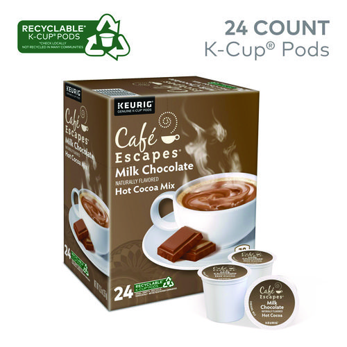 Cafe Escapes Milk Chocolate Hot Cocoa K-Cups, 24/Box