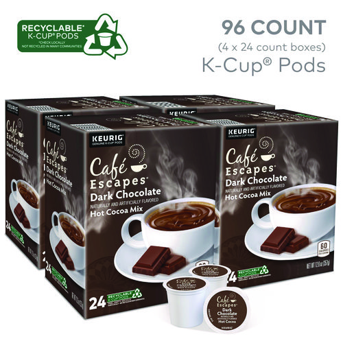 Dark Chocolate Hot Cocoa K-Cups, 24/Box, 4 Box/Carton