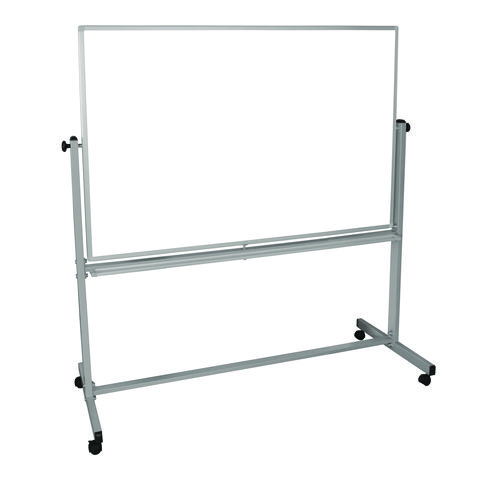 Mobile Magnetic Whiteboard, 60" x 40", White Surface, Silver Aluminum Frame