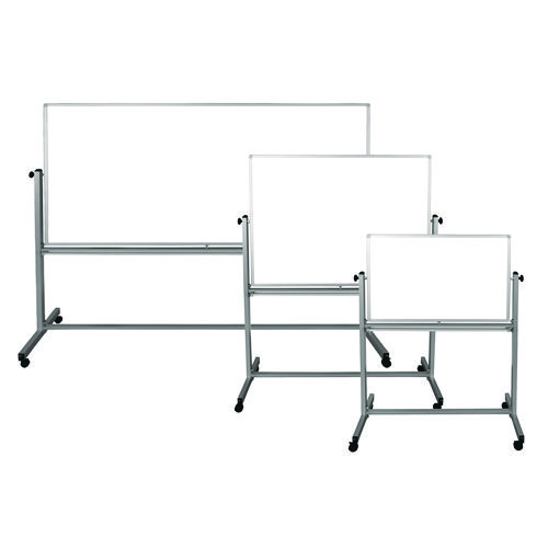 Mobile Magnetic Whiteboard, 60" x 40", White Surface, Silver Aluminum Frame