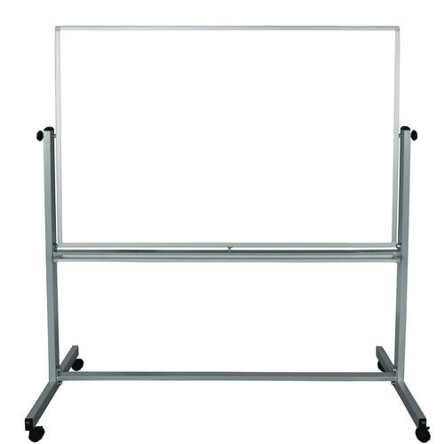 Mobile Magnetic Whiteboard, 60" x 40", White Surface, Silver Aluminum Frame