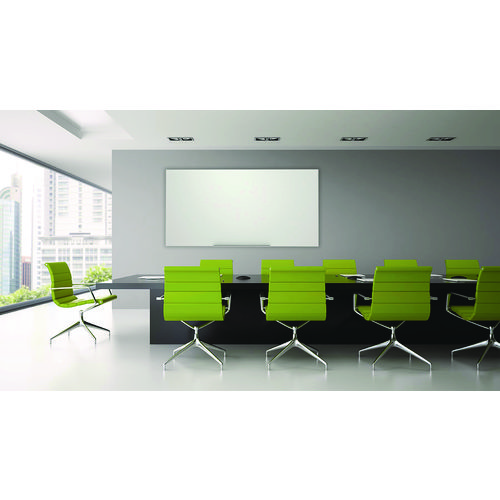 Magnetic Wall-Mounted Glass Board, 96" x 48", White Surface, Frameless