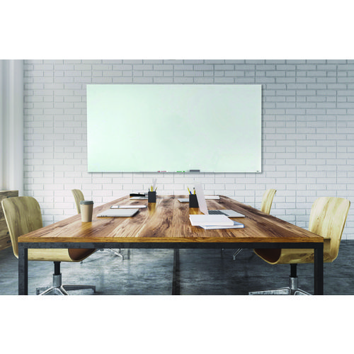 Magnetic Wall-Mounted Glass Board, 96" x 48", White Surface, Frameless