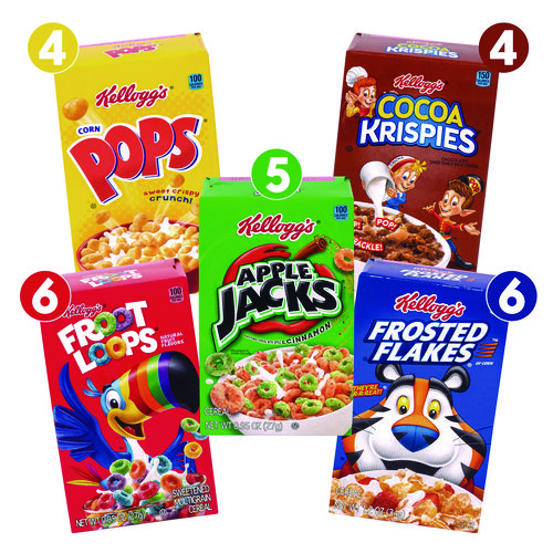 Cereal Assortment Pack, Assorted Flavors, Single Serve Box, 25/Carton