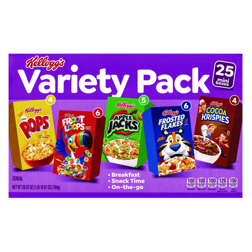 Cereal Assortment Pack, Assorted Flavors, Single Serve Box, 25/Carton