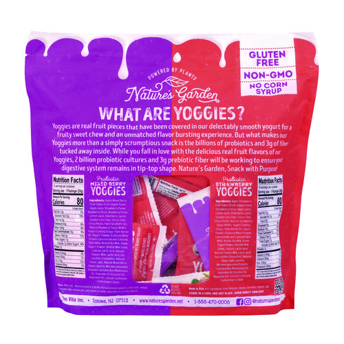 Probiotic Yoggies Variety Snack Pack, Assorted Flavors, 0.7 oz Bag, 30/Carton