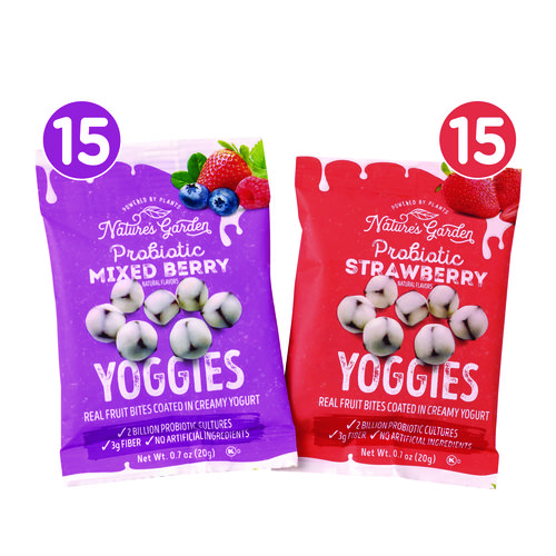 Probiotic Yoggies Variety Snack Pack, Assorted Flavors, 0.7 oz Bag, 30/Carton