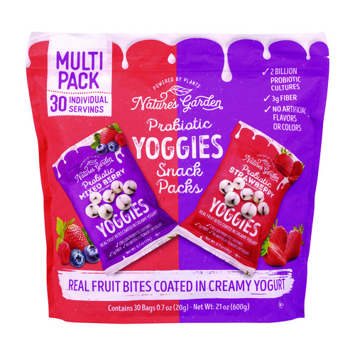 Probiotic Yoggies Variety Snack Pack, Assorted Flavors, 0.7 oz Bag, 30/Carton