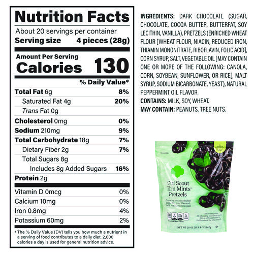 Thin Mints Pretzels, Mint Chocolate, 20 oz Bag