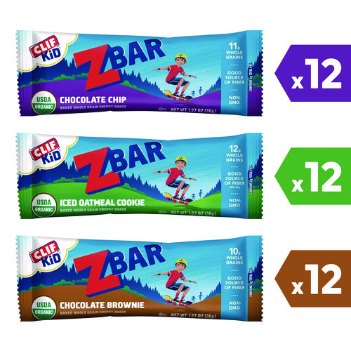 Kid Organic Zbar Granola Bars Variety Pack, Assorted Flavors, 1.27 oz Bar, 36/Carton