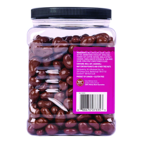 Milk Chocolate Covered Cashews, 44 oz Jar