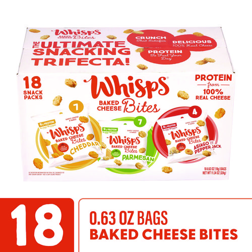 Baked Cheese Bites Variety Snack Packs, Assorted Flavors, 0.63 oz Packet, 18/Carton