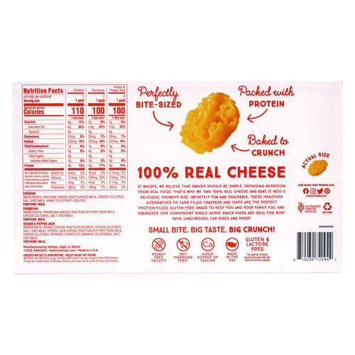 Baked Cheese Bites Variety Snack Packs, Assorted Flavors, 0.63 oz Packet, 18/Carton