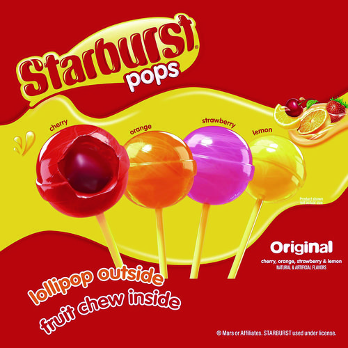 Pops Fruit Chew Filled Lollipops Variety Pack, Assorted Flavors, 0.6 oz Individually Wrapped Lollipops, 100/Carton