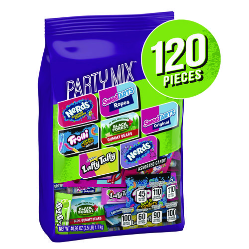 Party Mix Stand-Up Bag, 120 Pieces, Assorted Flavors, 2.5 lb Bag