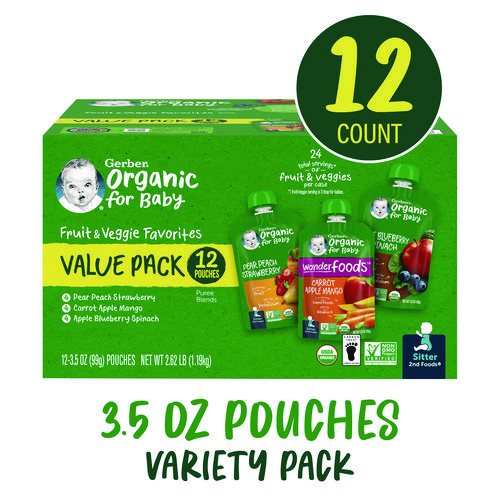 Organic 2nd Foods Baby Food Pouches, Assorted Flavors, 3.5 oz Pouch, 12/Carton