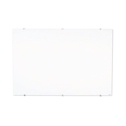 Magnetic Wall-Mounted Glass Board, 48" x 36", White Surface, Silver Aluminum Frame