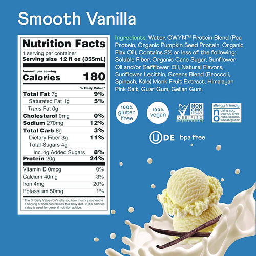 20 g Protein Drink, Vanilla, 12 oz Bottle, 12/Carton