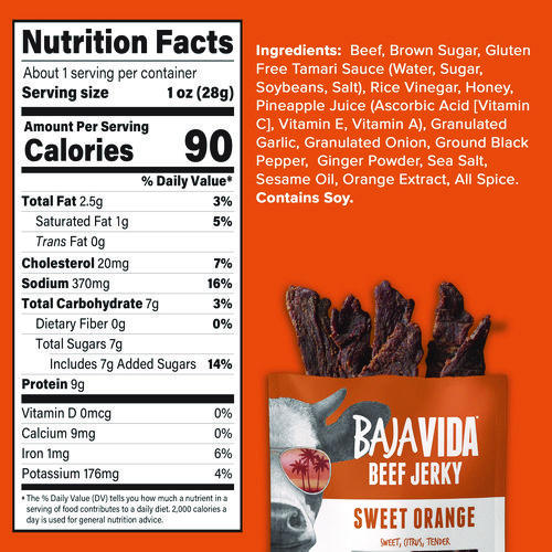 Beef Jerky Sweet Orange Snack Pack, Sweet Orange, 1 oz Packet, 12/Carton