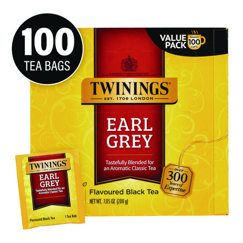 Tea Bags, Earl Grey, Individually Wrapped, 100/Carton