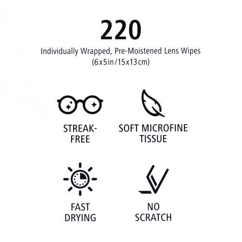 Lens Wipes, 6 x 5, 220/Carton