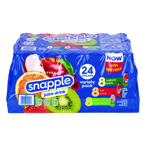 Juice Drink Variety Pack, Snapple Apple, Kiwi Strawberry, Mango Madness, 20 oz Bottle, 24/Carton