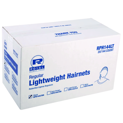 Lightweight Latex-Free Hairnets, Nylon, 24", Black, 144/Box, 20 Boxes/Carton