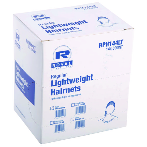 Lightweight Latex-Free Hairnets, Nylon, 24", Black, 144/Box, 20 Boxes/Carton