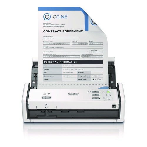 ADS-1350W Compact Desktop Scanner, 600 dpi x 600 dpi Optical Resolution, 20-Sheet Duplex Auto Document Feeder