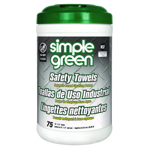 Safety Towels, 1-Ply, 10 x 11.75, White, Unscented, 75/Canister, 6 Canisters/Carton