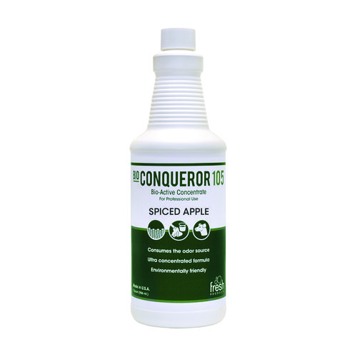 Bio Conqueror 105 Enzymatic Odor Counteractant Concentrate, Spiced Apple, 32 oz Bottle, 12/Carton