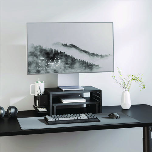 Pegboard Riser, For 32" Monitors, 15.9 x 11.8 x 7.3, Black, Supports 20 lbs