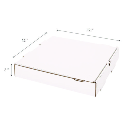 Corrugated Paper Boxes, 12 x 12 x 1.97, White/Brown, 50/Carton