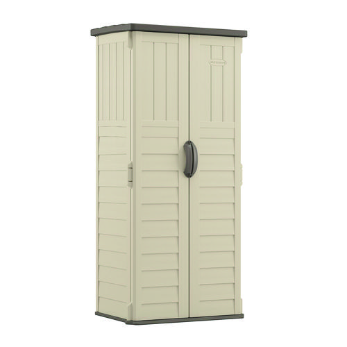 Vertical Storage Shed, 22 cu ft, 2 ft 8.25" x 2 ft 1.5" x 6 ft, Vanilla/Stoney