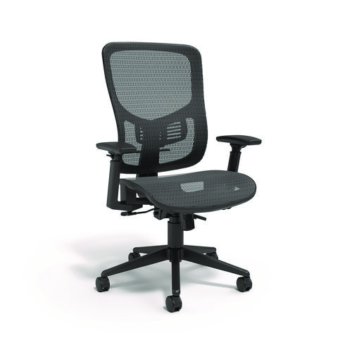 Alera Hollins Ergonomic Mesh Swivel Task Chair, Supports Up to 275lb, 18.57 to 22.54 Seat Height, Black Seat/Back, Black Base