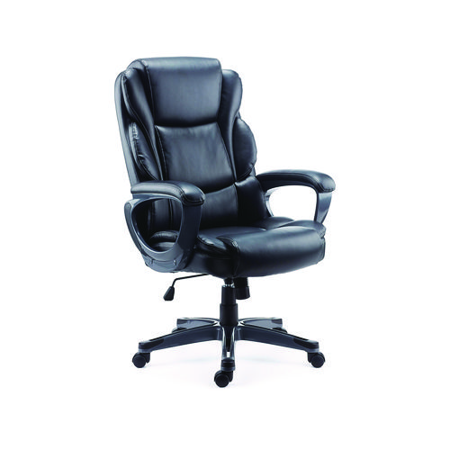 Alera Kirkdale Bonded Leather Manager Chair, Supports Up to 275 lb, 16.18 to 22.76 Seat Height, Black Seat/Back, Black Base