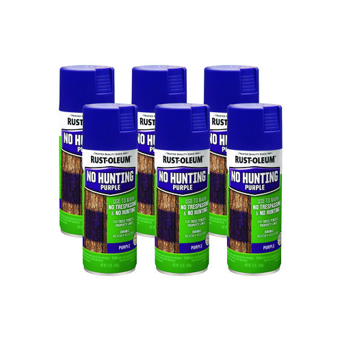 Specialty No Hunting Purple Spray Paint, Flat No Hunting Purple, 12 oz Aerosol Can, 6/Carton