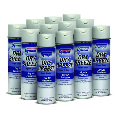 Dry Breeze Aerosol Air Freshener, Sugar and Spice, 10 oz Aerosol Spray, 12/Carton