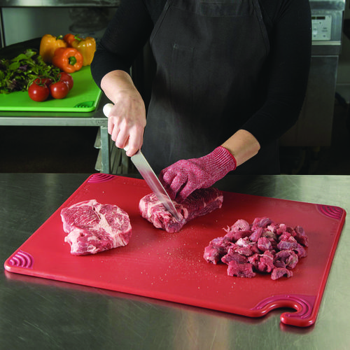 Saf-T-Grip Cutting Board, Plastic, 24 x 18, x 0.5, Red