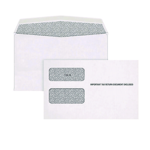 1099 Double Window Envelope, Commercial Flap, Gummed Closure, 5.63 x 9, White, 24/Pack