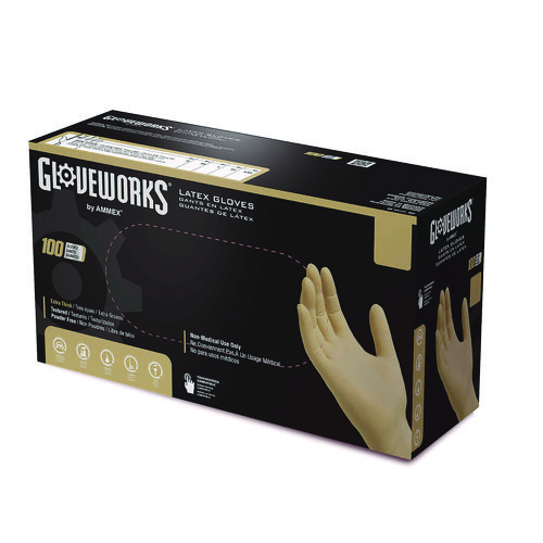 Latex Disposable Gloves, Extra Thick, 6 mil, Large, Ivory, 100 Gloves/Box, 10 Boxes/Carton