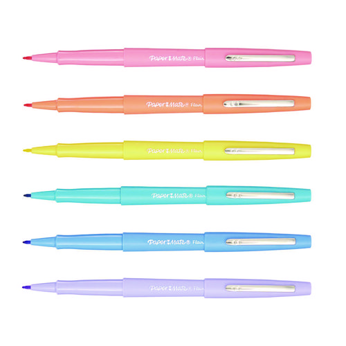 Flair Felt Tip Porous Point Pen with Retro Accents, Stick, Medium 0.7 mm, Assorted Ink and Barrel Colors, 6/Pack