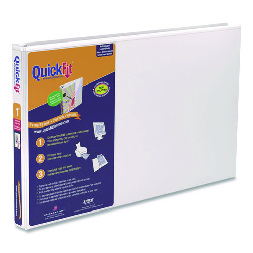 QuickFit Ledger D-Ring View Binder, 3 Rings, 1" Capacity, 11 x 17, White