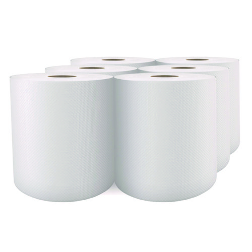 Select Roll Paper Towels, 1-Ply, 7.88" x 1,000 ft, White, 6/Carton