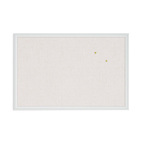 Linen Bulletin Board with Decor Frame, 30" x 20", Tan Surface, White Wood Frame